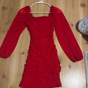 Elegant Red Ruched Dress